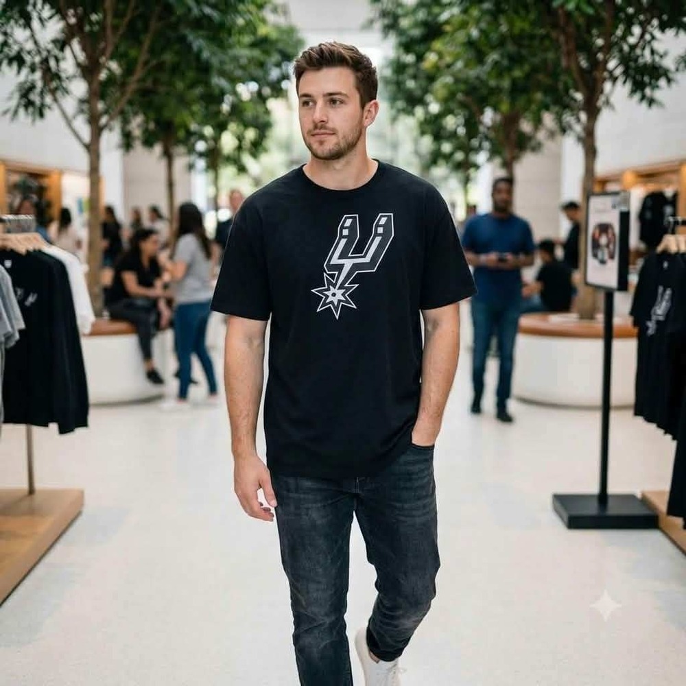 NBA San Antonio Spurs Graphic T-Shirt Mens 2XL Black 100% Cotton Short Sleeve